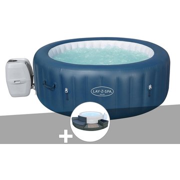 Kit spa gonflable Bestway Lay-Z-Spa Milan rond Airjet Plus 4/6 places + Ensemble mobilier - Bleu