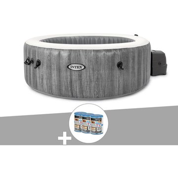 Kit spa gonflable Intex PureSpa Baltik rond à bulles 6 places + 6 filtres - Bleu