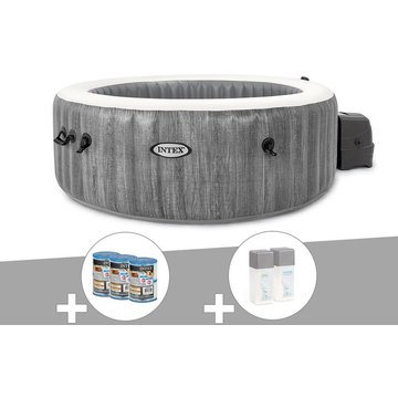 Kit spa gonflable Intex PureSpa Baltik rond à bulles 6 places + 6 filtres + Kit traitement au brome - Bleu