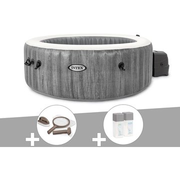 Kit spa gonflable Intex PureSpa Baltik rond à bulles 6 places + Kit d'entretien + Kit de traitement au brome - Bleu