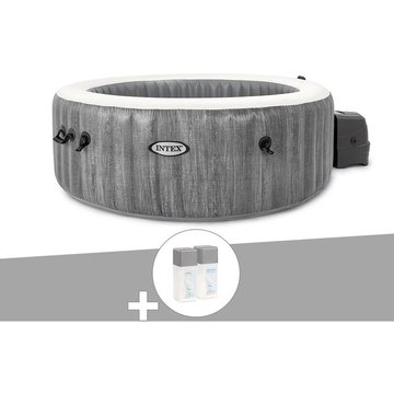 Kit spa gonflable Intex PureSpa Baltik rond à bulles 6 places + Kit traitement au brome - Bleu