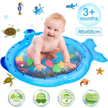 L'activité gonflable de plancher pour piscine de bébés AUGIENB - Tapis de jeu d'eau pour bébé rampant et temps de ventre