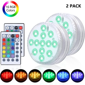 Lampe de piscine submersible, lampe de fontaine a LEDs rvbw avec telecommande infrarouge, eclairage sous-marin etanche IP68, 2pcs - 2pcs