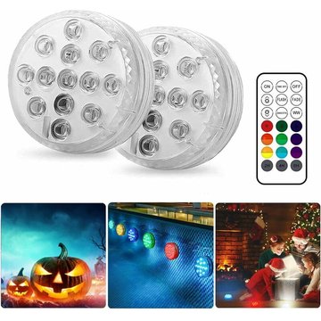 Lampe Piscine LED Lumières LED Submersibles (2 Pcs) pour fontaine de piscine, mariage, fête, Halloween, Noël Décoration (