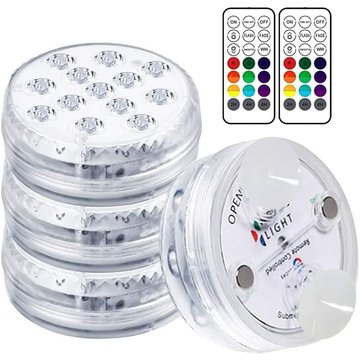 Lampe Piscine LED VICTORIA Lumières Submersibles, Temps d'éclairage 30-50 heures IP68 Étanche, 16 Couleurs Changeantes, Lampes Décoratives pour Piscine et Aquariums (4 Pcs)