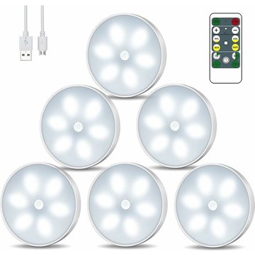 Hklffja - Lampe Placard Veilleuse led, usb Rechargeable Lot de 6 Lampes de Nuit sans Fil avec Contrôle Tactile et Télécommande Luminosité Réglable
