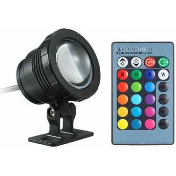 Lampe Submersible Led Ac / Dc 12V 10W Rvb Led, Avec Telecommande, 16 Couleurs Changeantes