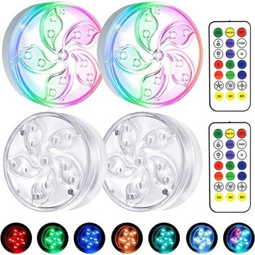 Aougo - Lampes led Submersibles Étanche, aled light Lumières led rvb IP68 avec Aimants Ventouses et Télécommande rf, led Sous-Marines pour Vase