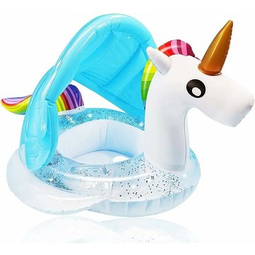 Licorne Flotteur de Piscine WAHAISON pour bébé avec auvent, Bouée Siège Gonflable, Piscine Gonflable Enfant Mois, Baignoire Piscine en PVC Matériel