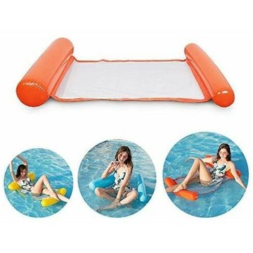 Lit de natation gonflable, hamac d'eau ultra confortable avec filet, section de tête et de pied gonflable hamac de piscine matelas d'air d'eau chaise