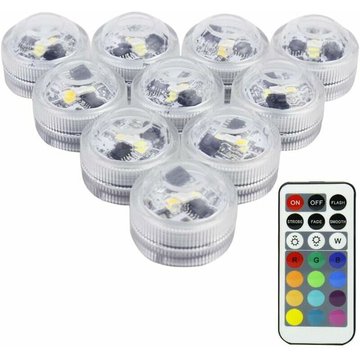 Lot de 10 Bougies LED TUMALAGIA, RGB Submersible Imperméable avec télécommande Multi-Couleur/Unicolore pour mariage, Fête, Anniversaire, Piscine