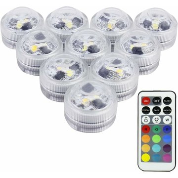 Lot de 10 Bougies Led,RGB Submersible Imperméable led avec télécommande Multi-Coleur/Unicolore pour mariage, Fête, Anniversaire, Piscine Betterlife
