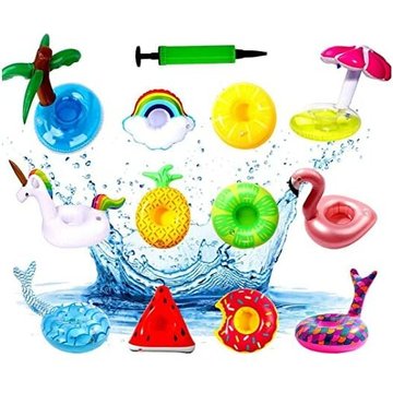 Lot de 12 porte-gobelets gonflables, porte-gobelets gonflables pour piscine, sous-verres flottants pour fête de piscine d'été