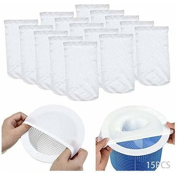 Bares - Lot de 15 chaussettes d'écumoire de piscine, protecteur de filtre parfait pour protéger vos filtres, filet de filtre d'écumoire de piscine,