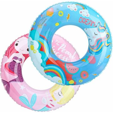 Lot de 2 Anneaux de Natation LEISEI, Bouée de Natation Amusante pour la Piscine, Bague de Natation avec Motif en PVC, Anneau de Flotteur de Piscine d'Été