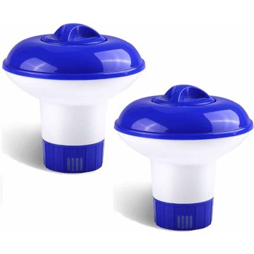 Lot de 2 doseurs de chlore à flotteur, distributeur de produits chimiques pour piscine de 13 cm avec évents réglables et capuchon