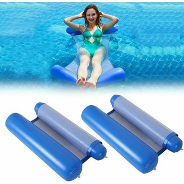 Lot de 2 lits de natation pliables TUMALAGIA - Hamac à eau pour piscine - Pour adultes et enfants (Bleu, 130x73cm)
