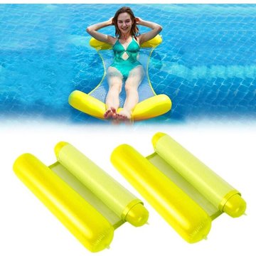 Lot de 2 lits de piscine pliables jaunes pour adultes et enfants.