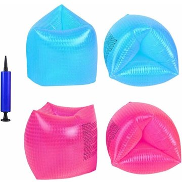 Lot de 2 paires de brassards gonflables enroulables pour débutants - Bouée de natation pour enfants et adultes - Bleu et rose