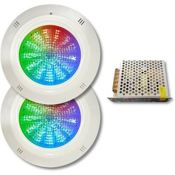 Swimhome - Lot de 2 x Spots led rvb Basic Range avec câble à 4 fils 18W 12V ac/dc pour piscine avec bloc d'alimentation