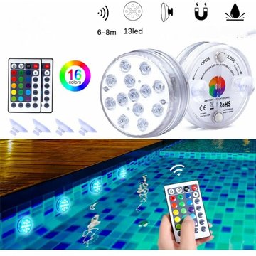 Qersta - décoration de Noël Lot de 4 lampes led submersibles pour piscine à changement de couleurs Étanche pour fontaine de piscine, mariage, fête,