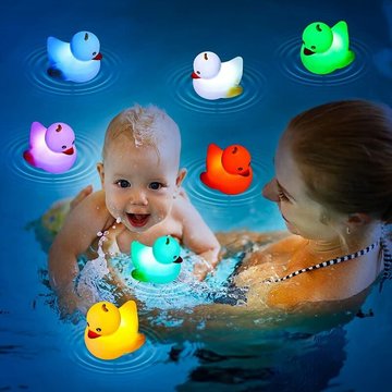 Lot de 4 Lumière de Piscine Canard avec Télécommande Flottant Jouet de Bain Bébé