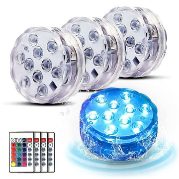 CADEAUX - Lot de 4 lumières LED submersibles pour piscine, lumières sous-marines étanches avec télécommande, lumières de bain à remous, décoration de fête.