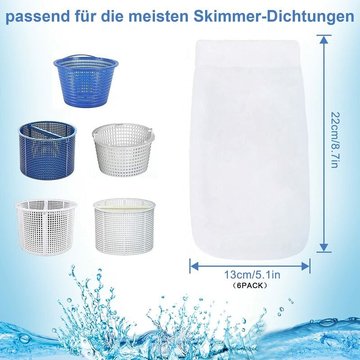 Lot de 6 chaussettes de skimmer KINARITO pour piscine - Filtre pour panier de piscine - Accessoire pour nettoyage de piscine, nettoyage de bassin, élimine les