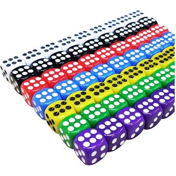 FVO - Lot de 70 dés à 6 faces, 7 dés en acrylique 10 couleurs 16 mm avec pochettes en velours gratuites pour Tenzi, Farkle, Yahtzee, Bunco ou