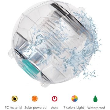 Lumière de Piscine, 1 pcs 7 Couleurs Changement Solaire Flottant Lumière Étang, Lumière Étanche en Solaire Suspension Boule pour Aquarium Baignoire
