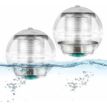 Hklffja - Lumière de Piscine, 2 pcs 7 Couleurs Changement Solaire Flottant Lumière Étang, Lumière Étanche en Solaire Suspension Boule pour Aquarium
