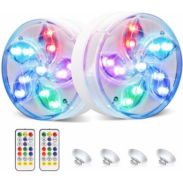 Qersta - Lumière led de plongée, lumière sous-marine IP68 étanche multicolore led avec 2 télécommandes (lot de 2)