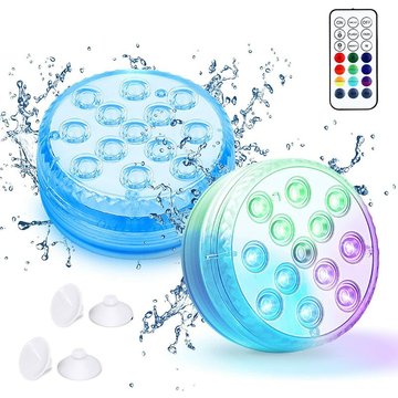 Cadeaux - Lumière led Submersible, 2 Pièces 13 LEDs Multicolore Lampes de Piscine avec Télécommande Lampes Sous-Marines Éclairage IP68 Lumières de