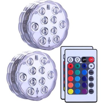 Mertet - Lumière led Submersible, 10-led rgb Éclairage Lampes Sous-Marines Multi-couleur avec Télécommande, Lumières de Baignoire Étanche IP68 pour