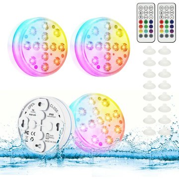 Lumière LED Submersible LOY, 13 LED RGB, 16 Couleurs, IP68 avec RF Télécommande, pour Piscine, Aquarium, Baignoire, Spa, Vase, 4 Pièces