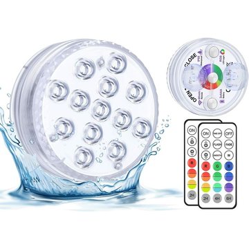 Aougo - Lumière led Submersible, 13-led rgb Éclairage Lampes Sous-Marines Multi-couleur avec Télécommande 3 Aimant Ventouses, Lumières de Baignoire