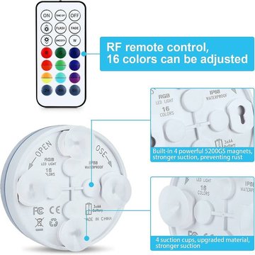 Lumière LED submersible ER-SIICE pour piscine, 8,5 cm avec IP68 étanche, RGB multicolore, joint externe