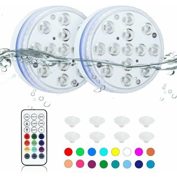 Lumière LED submersible YOYO, lumière de piscine LED étanche télécommandée, 16 couleurs RGB LED, 2pcs