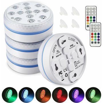 Lumière led Submersible, Lumières Sous Marines 16 Couleurs, 13 Perles led Lampe Piscine avec Télécommande rf, Lumières de Baignoire Étanche pour