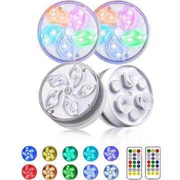 Aougo - Lumière Sous-marine Led,Lumière led Submersible avec rf Télécommande,11 led Lumineux avec Aimant et Ventouse Étanche IP68 Sous l'eau Lampe de