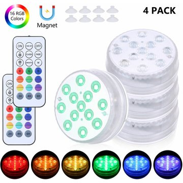 Lumière sous-marine TUMALAGIA pour piscine avec télécommande RF dimmable 13 LED RGBW fontaine de bassin 16 couleurs et 3 modes d'éclairage fonction minuterie