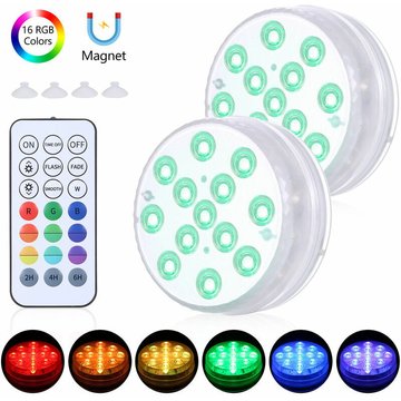 Lumière sous-marine TUMALAGIA pour piscine avec télécommande RF dimmable 13 LED RGBW Fontaine de bassin 16 couleurs et 3 modes d'éclairage Fonction minuterie
