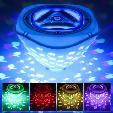 Lumières de Piscine, Lumière de Baignoire Sous-Marine avec Projection de Poisson, Lumières de Piscine à Led Flottantes avec 6 Modes et 4 Couleurs,