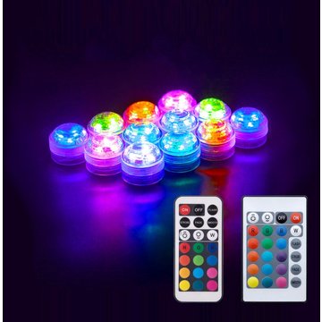 Cadeaux - Lumières LED sous-marines pour piscine avec télécommande, lumières LED submersibles multicolores étanches à piles pour fête de Noël et Halloween - 10 Pack