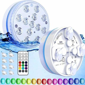 Cadeaux - Lumières LED submersibles étanches IP68 pour piscine, lumières sous-marines avec télécommande RF 13 perles lumineuses 16 couleurs RVB