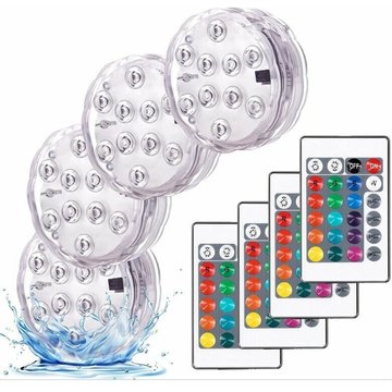 Lumières Piscine Paysage Coloré Décoratives SONIATKIA éclairage LED étanche Lot de 4 lampes multicolores RGB submersibles avec télécommandes, idéal pour Aquarium