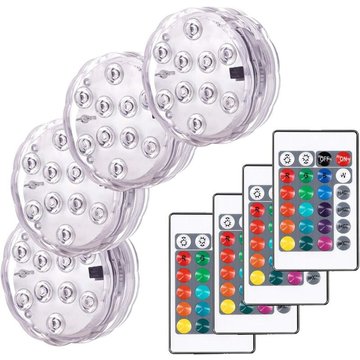 Cadeaux - Lumières Paysage Coloré Décoratives Éclairage led Étanche Lot de 4 lampes multicolores rgb submersibles avec télécommandes, idéal pour