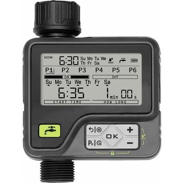 Minuterie d'arrosage numérique TUMALAGIA pour piscine, minuterie d'irrigation automatique avec 6 programmes d'irrigation indépendants, avec capteur de pluie