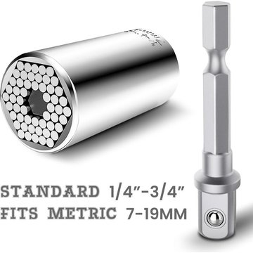 DMTOOL - Clé à douille universelle Douilles universelles Noix Foret Adaptateur Multi Shape Outil Adaptateur de réparation Kit d'outils de piscine