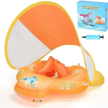 FVBJD - Anneau de Natation Bébé, Siège Flottant pour Piscine avec Parasol, Bague de Sécurité Bouée Gonflable pour l'Apprentissage de la Natation